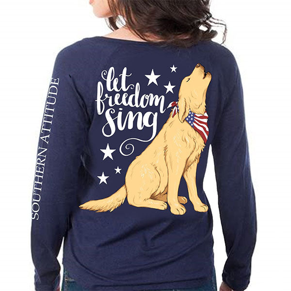 Southern Attitude Preppy Freedom Sing USA Dog - Adult & Kids T-Shirts, Sweatshirts & Hoodies apparel design preview 1