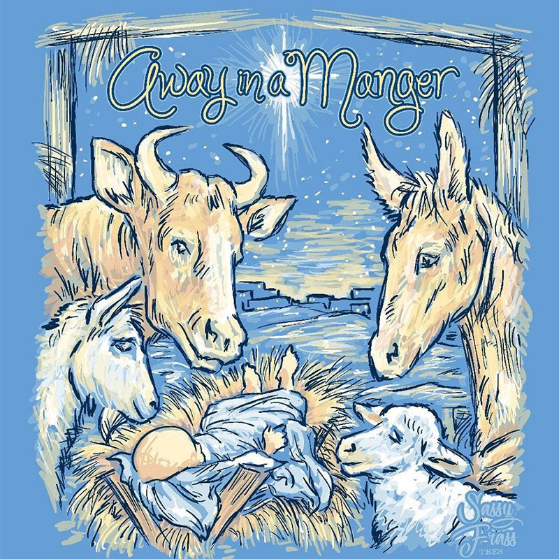 SALE Sassy Frass Away in a Manger Christmas - Adult & Kids T-Shirts, Sweatshirts & Hoodies apparel design preview 2