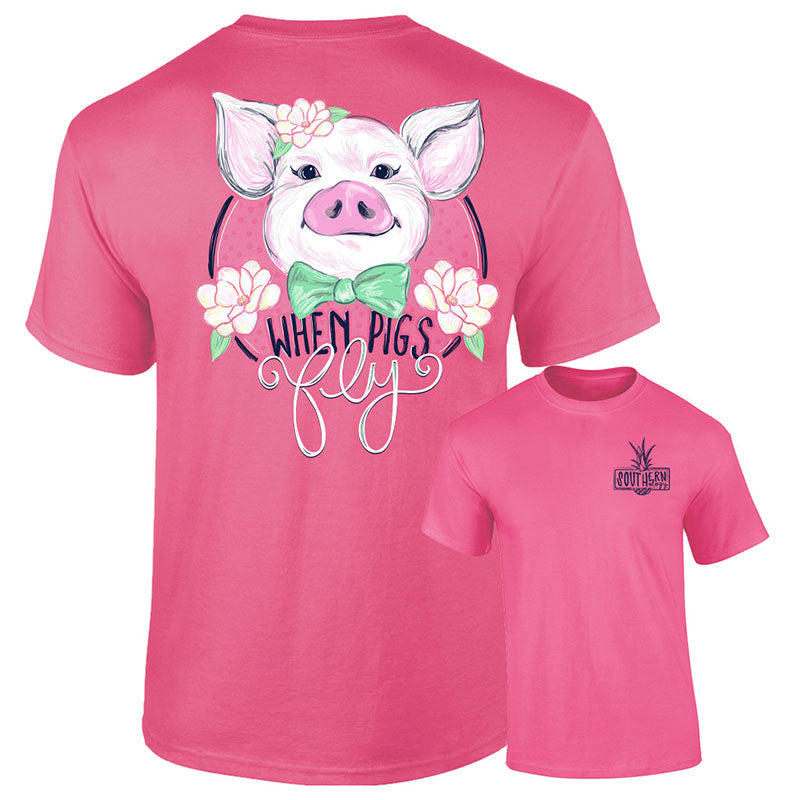 Southernology Preppy When Pigs Fly Comfort Colors - Adult & Kids T-Shirts, Sweatshirts & Hoodies apparel design preview 1