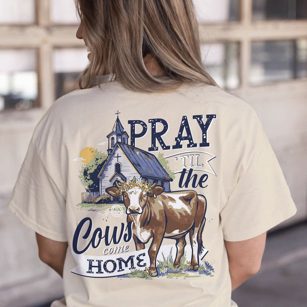Girlie Girl Originals Pray Cows Home - Adult & Kids T-Shirts, Sweatshirts & Hoodies apparel design preview 1
