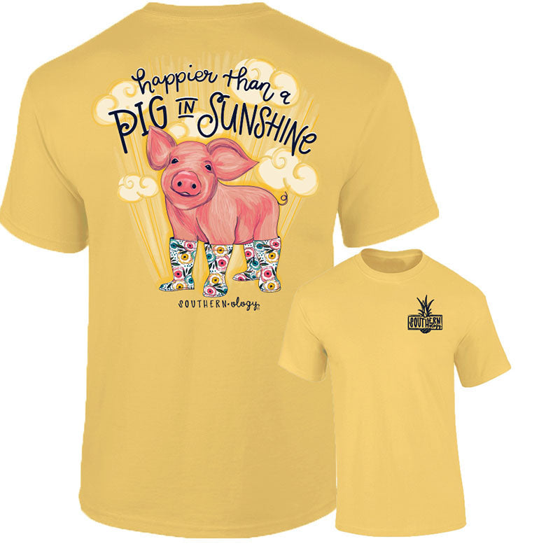 Southernology Happier Than a Pig In Sunshine Comfort - Adult & Kids T-Shirts, Sweatshirts & Hoodies apparel design preview 1