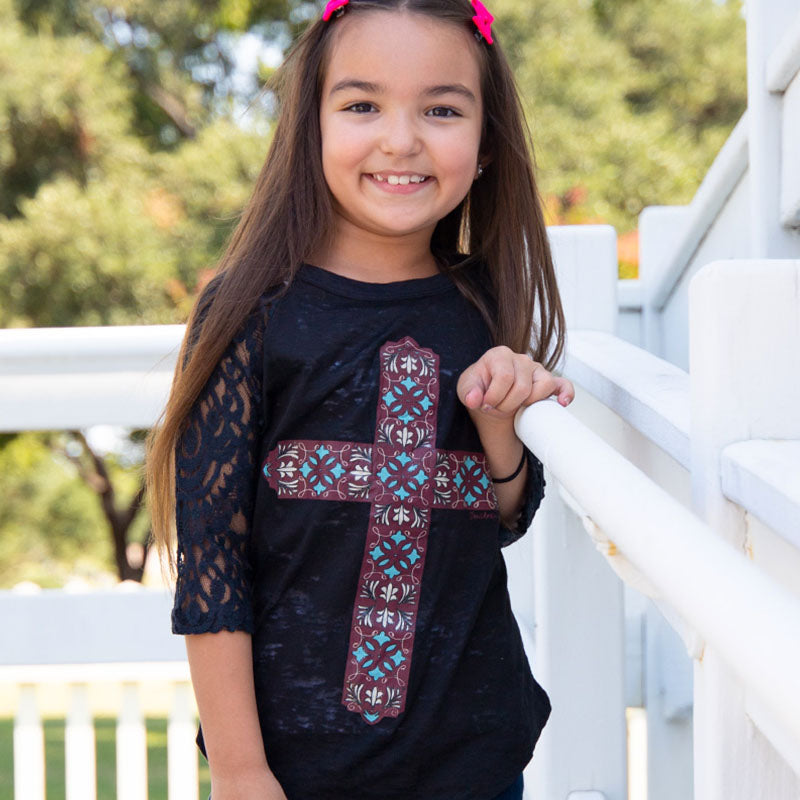 SALE Youth Bjaxx Southern Grace Cross Lace Sleeves - Adult & Kids T-Shirts, Sweatshirts & Hoodies apparel design preview 1