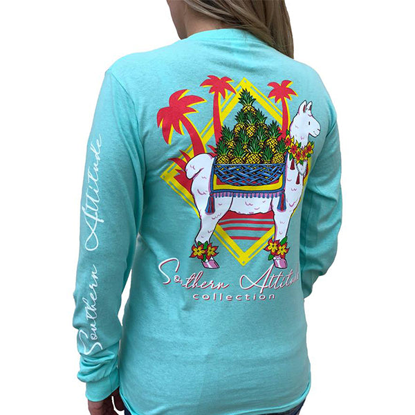 Southern Attitude Seafoam Preppy Pineapple Llama - Adult & Kids T-Shirts, Sweatshirts & Hoodies apparel design preview 1