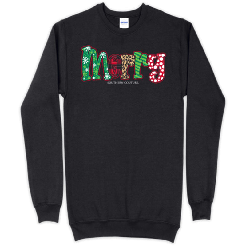 Southern Couture Merry Pattern Holiday - Adult & Kids T-Shirts, Sweatshirts & Hoodies apparel design preview 1