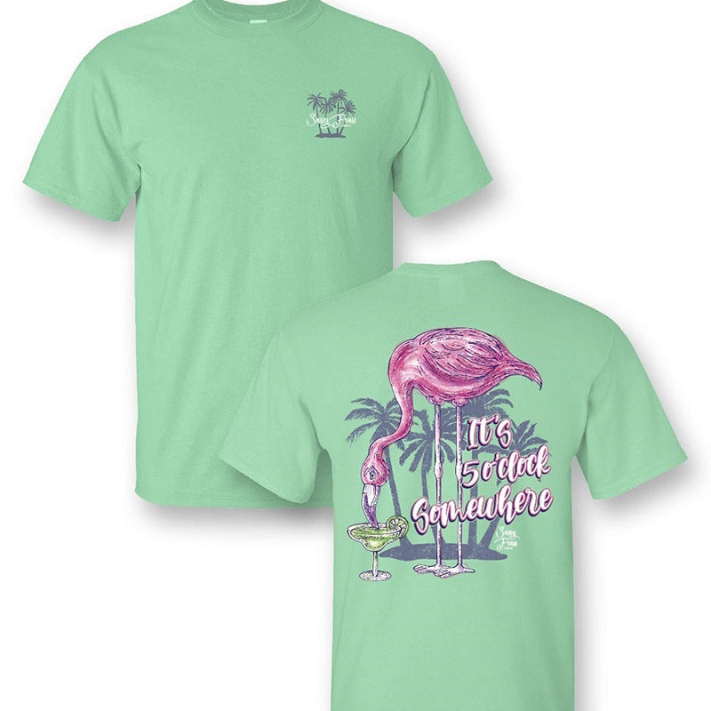SALE Sassy Frass It's 5 O Clock Somewhere Flamingo - Adult & Kids T-Shirts, Sweatshirts & Hoodies apparel design preview 1