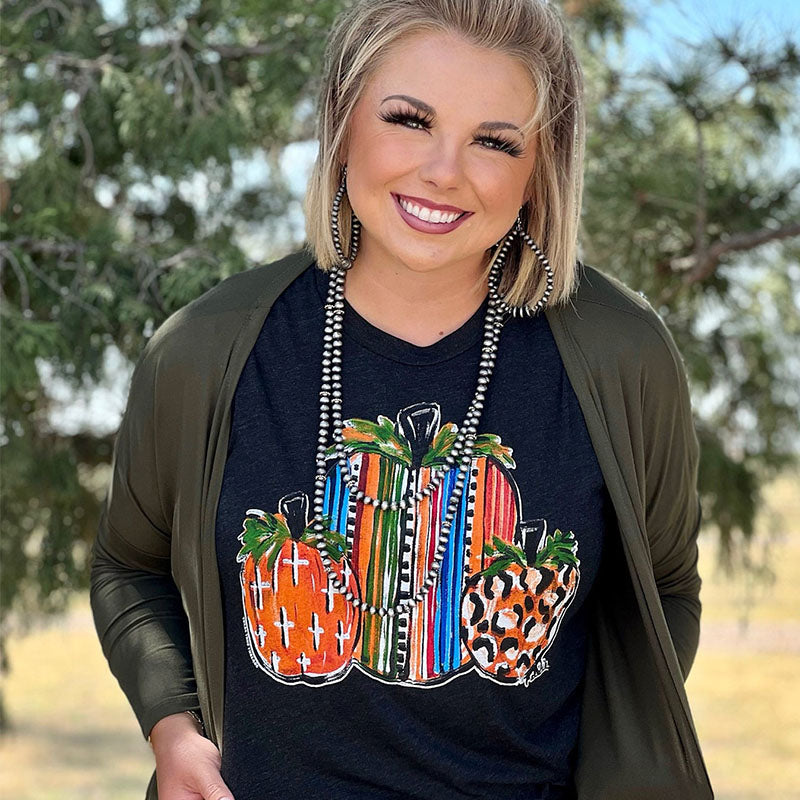 Texas True Threads Callie Ann Stelter Serape Pumpkins - Adult & Kids T-Shirts, Sweatshirts & Hoodies apparel design preview 1