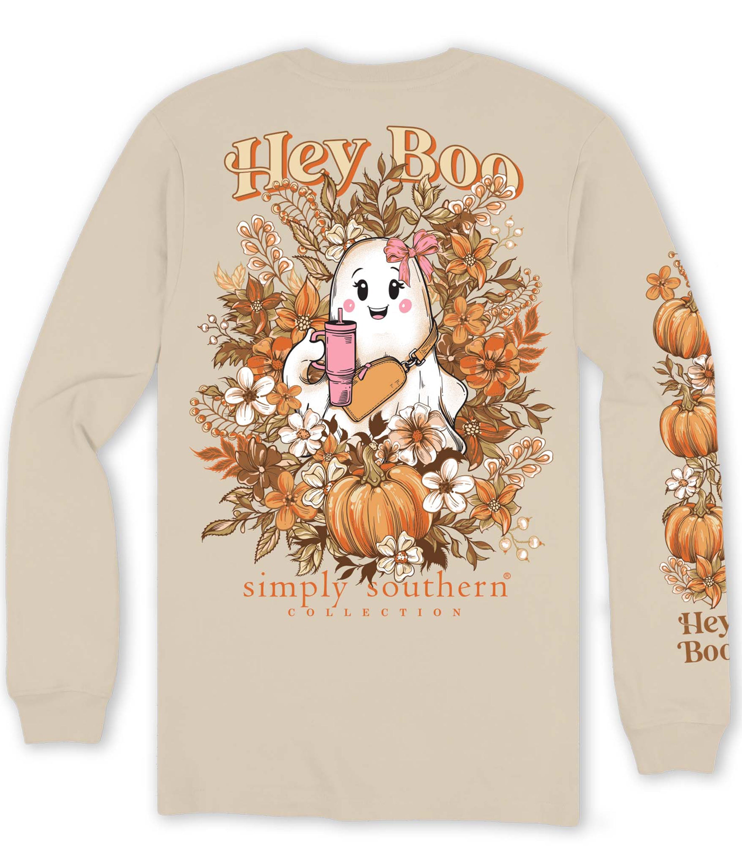 Simply Southern Hey Boo Pumpkin Fall - Adult & Kids T-Shirts, Sweatshirts & Hoodies apparel design preview 1