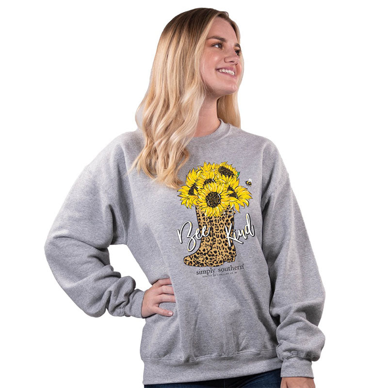 SALE Simply Southern Bee Kind Leopard Boots Crew - Adult & Kids T-Shirts, Sweatshirts & Hoodies apparel design preview 1