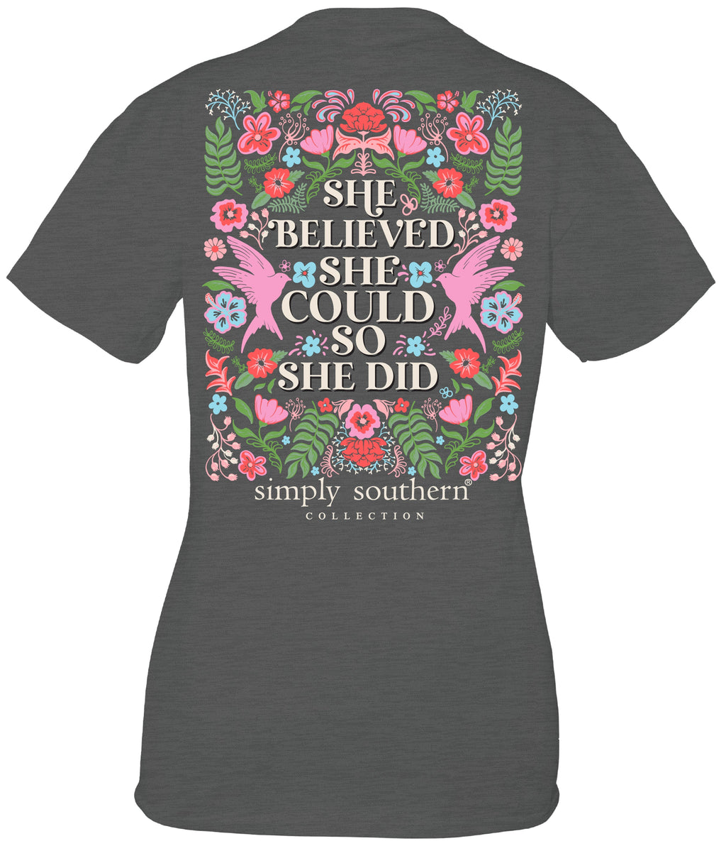 Simply Southern She Believed Could - Adult & Kids T-Shirts, Sweatshirts & Hoodies apparel design preview 1