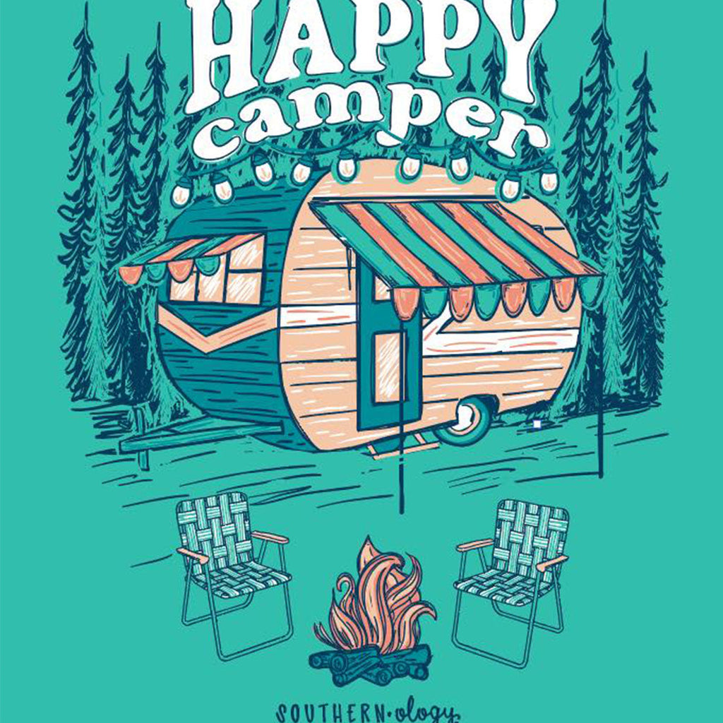 Southernology Happy Camper Comfort Colors - Adult & Kids T-Shirts, Sweatshirts & Hoodies apparel design preview 1