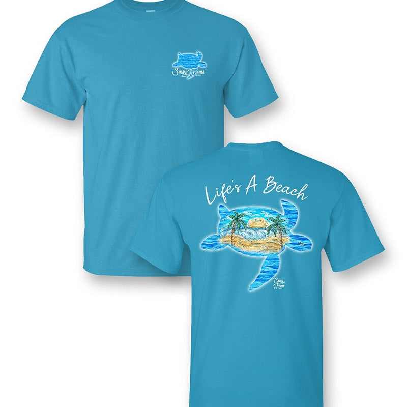 Sassy Frass Life's a Beach Turtle - Adult & Kids T-Shirts, Sweatshirts & Hoodies apparel design preview 1