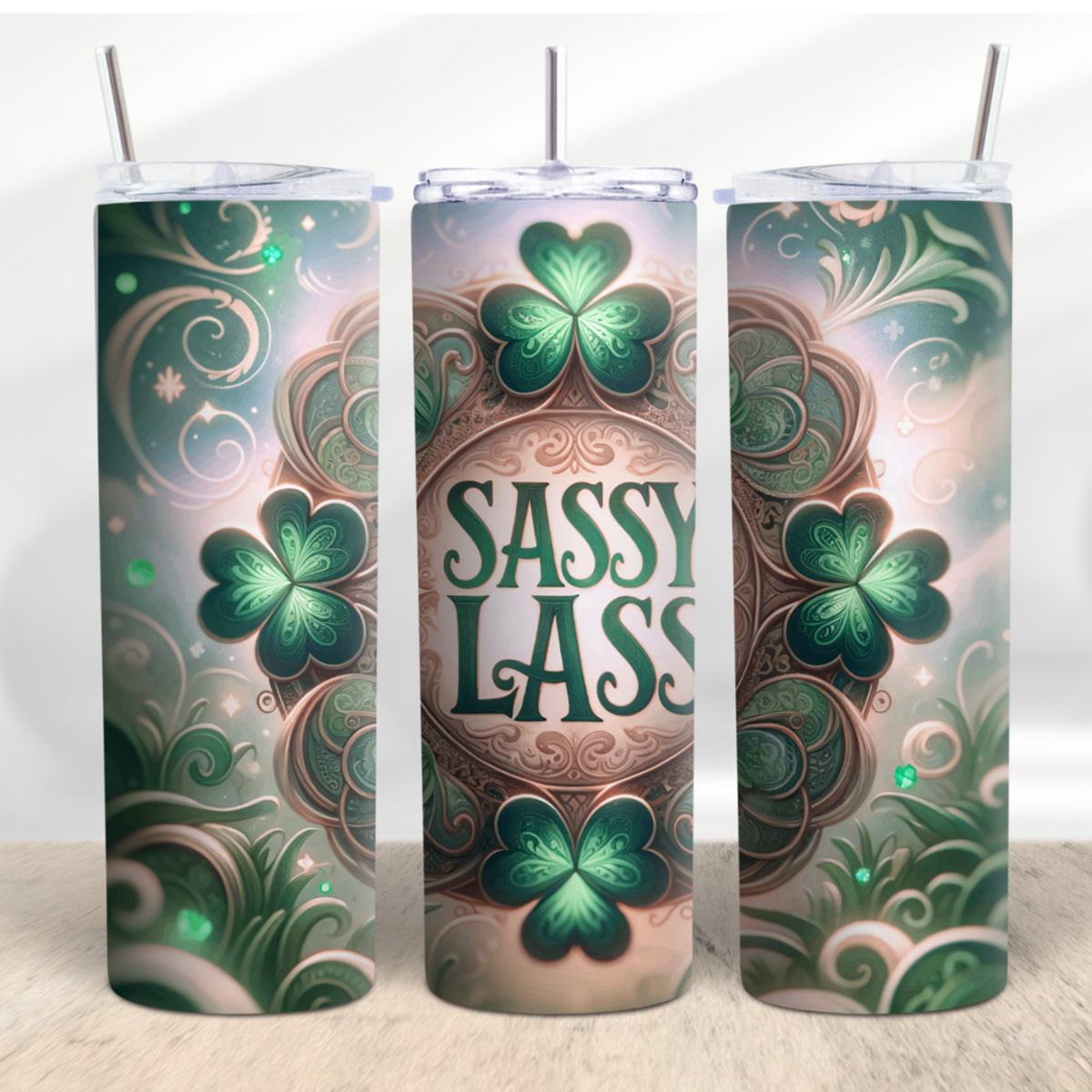 Sassy Lass Irish 20 oz Skinny Tumbler Cup With Straw - Adult & Kids T-Shirts, Sweatshirts & Hoodies apparel design preview 1