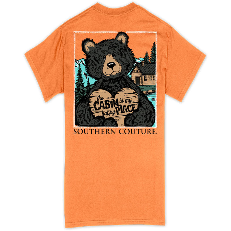 Southern Couture Classic Cabin Happy Place Bear - Adult & Kids T-Shirts, Sweatshirts & Hoodies apparel design preview 1