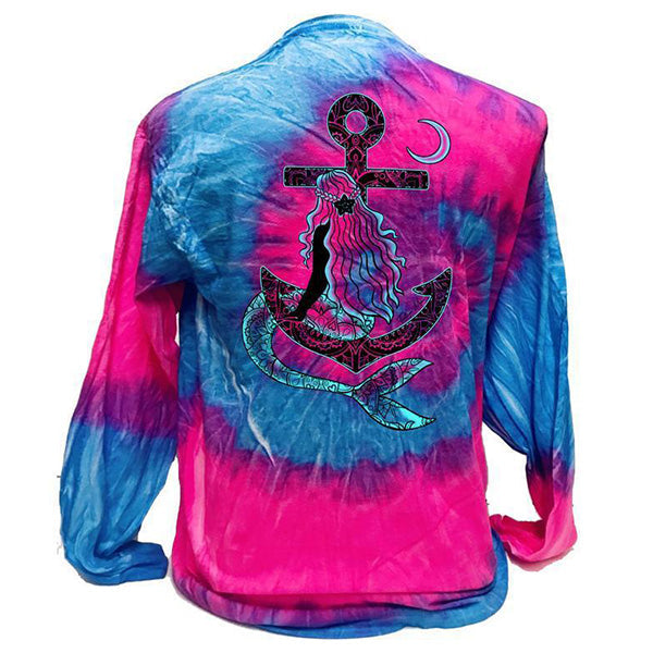 Southern Attitude Tortuga Moon Mermaid Anchor Tie Dye - Adult & Kids T-Shirts, Sweatshirts & Hoodies apparel design preview 2