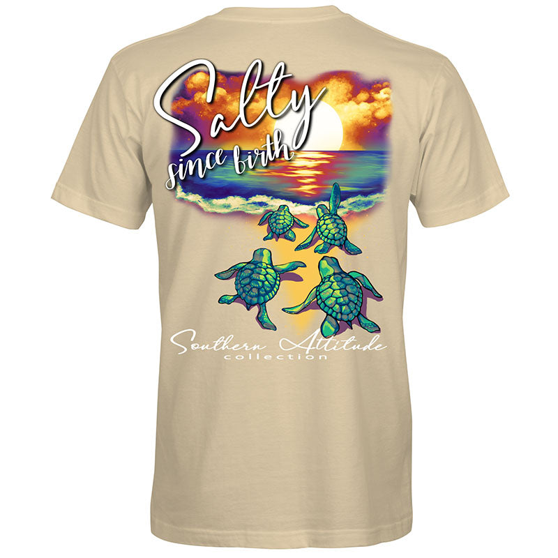 Southern Attitude Salty Since Birth Turtles Natural - Adult & Kids T-Shirts, Sweatshirts & Hoodies apparel design preview 1