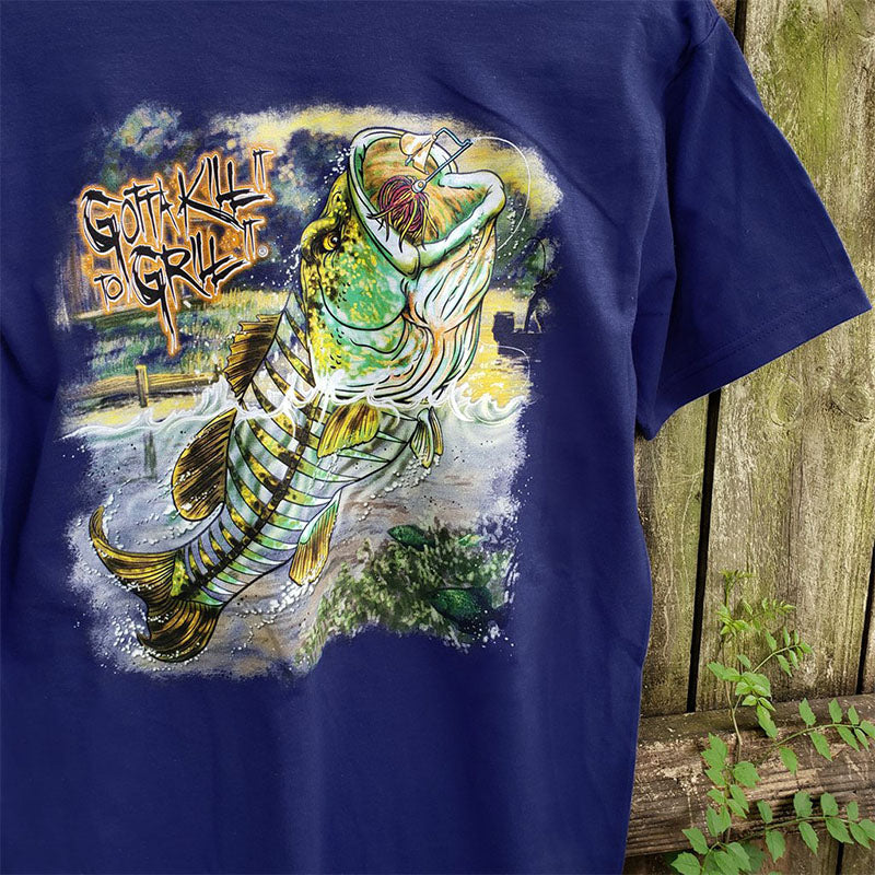 SALE Gotta Kill It To Grill Bass Fishing - Adult & Kids T-Shirts, Sweatshirts & Hoodies apparel design preview 1