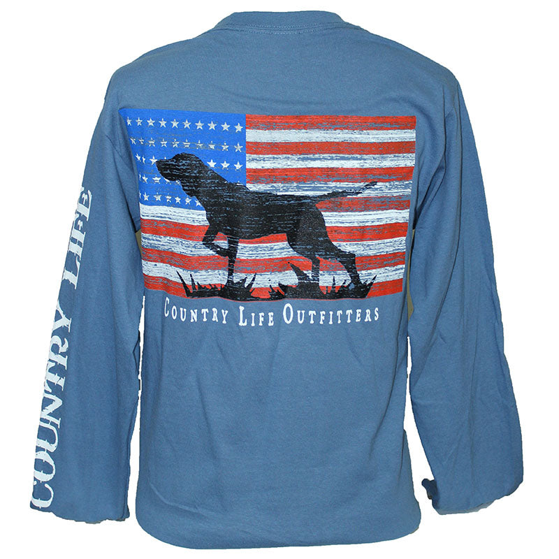 SALE Country Life Outfitters Vintage USA Flag Dog - Adult & Kids T-Shirts, Sweatshirts & Hoodies apparel design preview 1