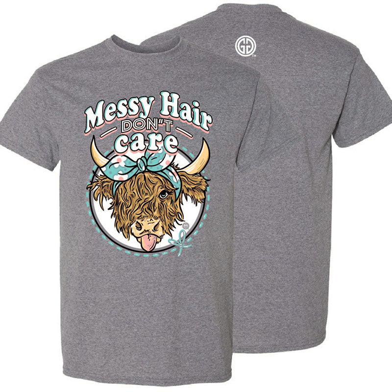 Girlie Girl Originals Messy Hair Highland Cow - Adult & Kids T-Shirts, Sweatshirts & Hoodies apparel design preview 2
