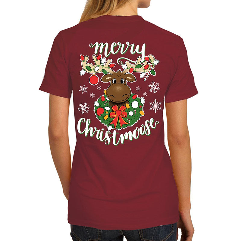 Southern Attitude Merry Christmas Moose - Adult & Kids T-Shirts, Sweatshirts & Hoodies apparel design preview 1