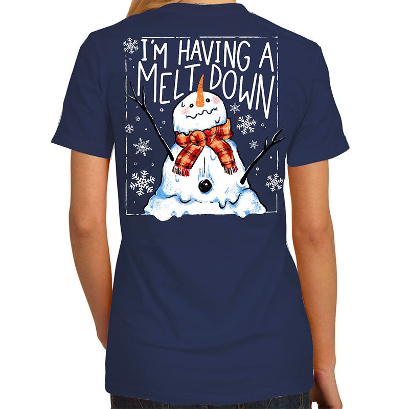 Southern Attitude Meltdown Snowman Holiday - Adult & Kids T-Shirts, Sweatshirts & Hoodies apparel design preview 1