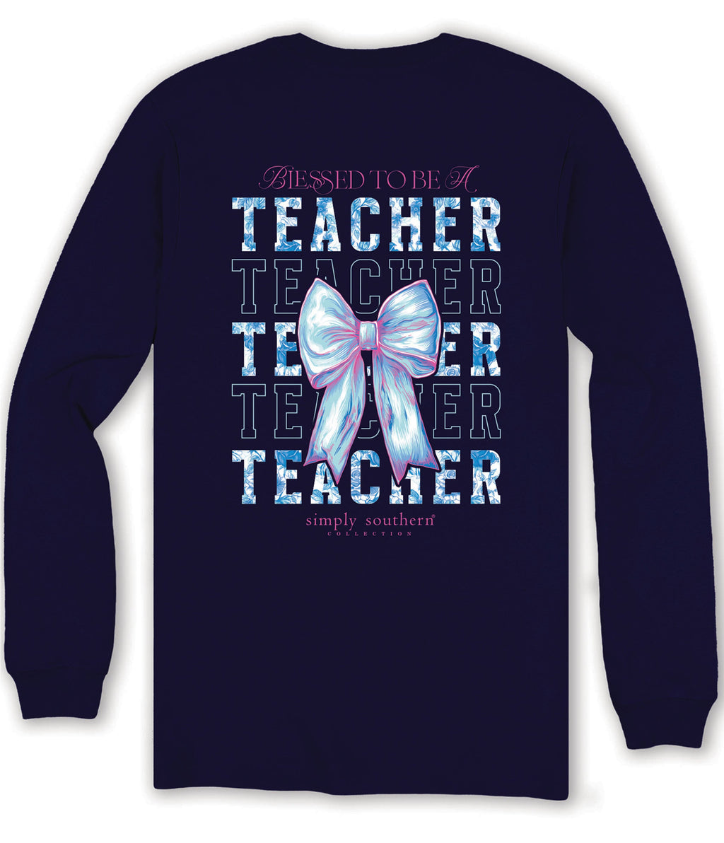 Simply Southern Blessed Teacher Bow - Adult & Kids T-Shirts, Sweatshirts & Hoodies apparel design preview 1