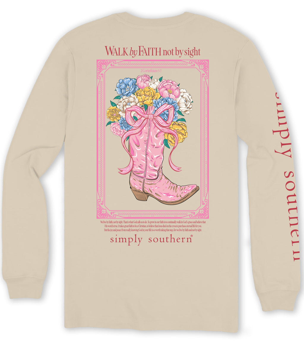 Simply Southern Walk By Faith Boot Flower - Adult & Kids T-Shirts, Sweatshirts & Hoodies apparel design preview 1