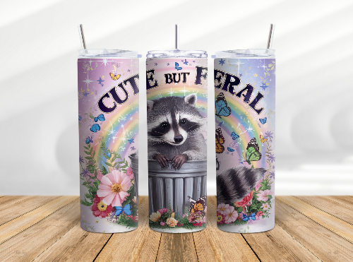 Cute but Feral Racoon Trash Panda 20 oz Skinny - Adult & Kids T-Shirts, Sweatshirts & Hoodies apparel design preview 1