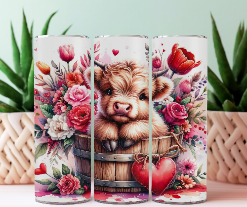Cute Highland Cow Love 20 oz Skinny Tumbler Cup With - Adult & Kids T-Shirts, Sweatshirts & Hoodies apparel design preview 1