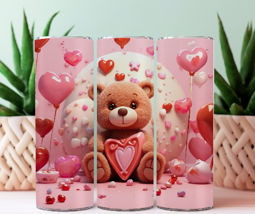 Cute Teddy Bear Love 20 oz Skinny Tumbler Cup With - Adult & Kids T-Shirts, Sweatshirts & Hoodies apparel design preview 1