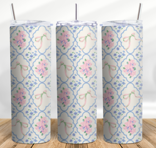 Coquette Flowers and Bows 20 oz Skinny Tumbler Cup - Adult & Kids T-Shirts, Sweatshirts & Hoodies apparel design preview 1