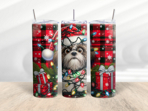 Christmas Funny Dog Shih Tzu 20 oz Skinny Tumbler Cup - Adult & Kids T-Shirts, Sweatshirts & Hoodies apparel design preview 1