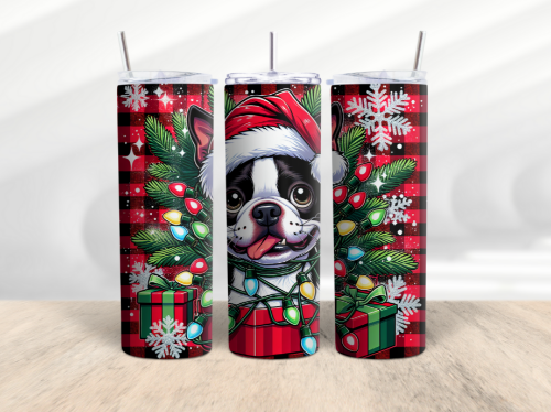 Christmas Funny Dog Boston Terrier 20 oz Skinny - Adult & Kids T-Shirts, Sweatshirts & Hoodies apparel design preview 1