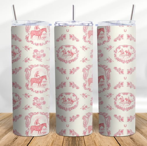 Coquette Pink Pony Cowboys 20 oz Skinny Tumbler Cup - Adult & Kids T-Shirts, Sweatshirts & Hoodies apparel design preview 1