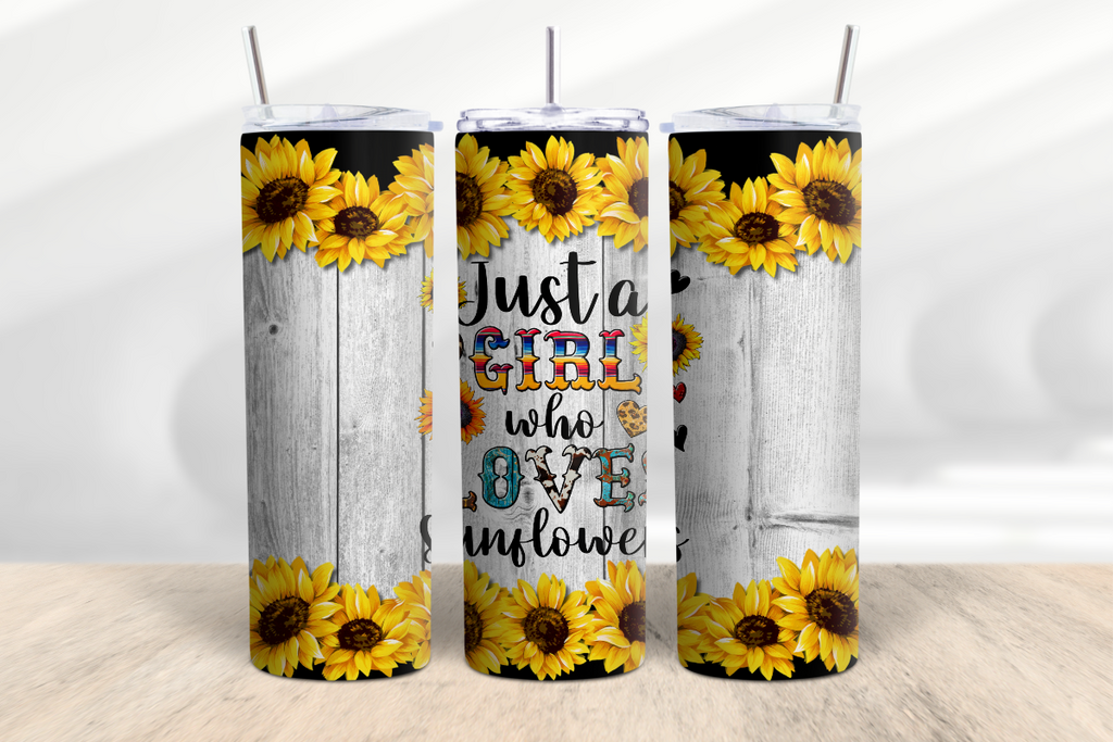Just A Girl Who Loves Sunflowers 20 oz Skinny Tumbler - Adult & Kids T-Shirts, Sweatshirts & Hoodies apparel design preview 1