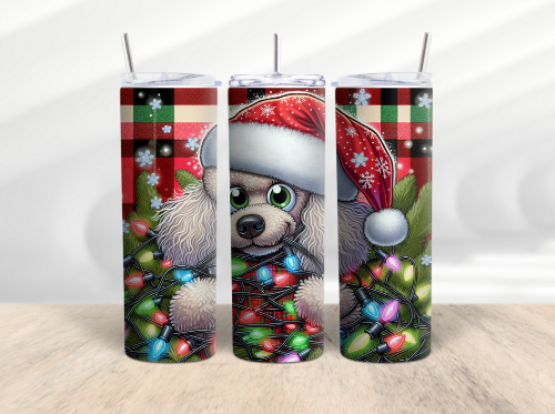 Christmas Funny Dog Poodle 20 oz Skinny Tumbler Cup - Adult & Kids T-Shirts, Sweatshirts & Hoodies apparel design preview 1