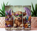 Mardi Gras Highland Cow Masks 20 oz Skinny Tumbler - Adult & Kids T-Shirts, Sweatshirts & Hoodies apparel design preview 1