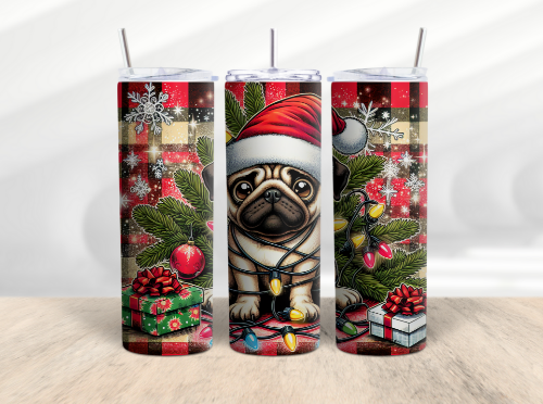 Christmas Funny Dog Pug 20 oz Skinny Tumbler Cup With - Adult & Kids T-Shirts, Sweatshirts & Hoodies apparel design preview 1