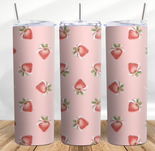 Coquette Strawberry 20 oz Skinny Tumbler Cup With - Adult & Kids T-Shirts, Sweatshirts & Hoodies apparel design preview 1