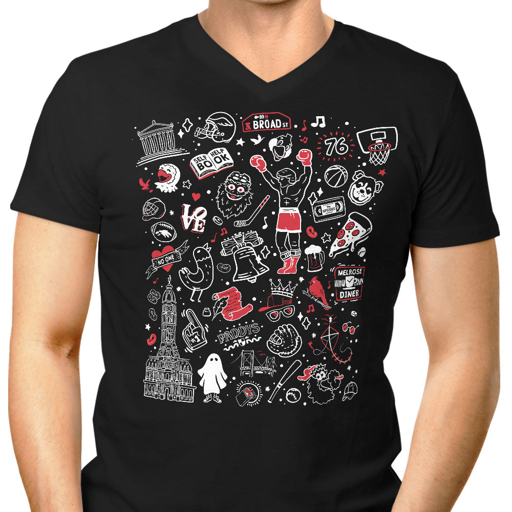 Upsides Doodles Men's V-Neck - Adult & Kids T-Shirts, Sweatshirts & Hoodies apparel design preview 1