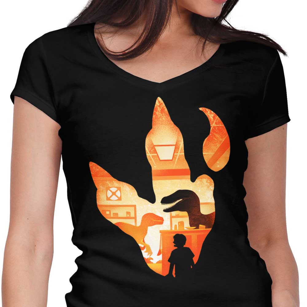 Velociraptor Footprint Women's V-Neck - Adult & Kids T-Shirts, Sweatshirts & Hoodies apparel design preview 1