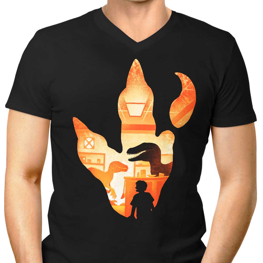 Velociraptor Footprint Men's V-Neck - Adult & Kids T-Shirts, Sweatshirts & Hoodies apparel design preview 1