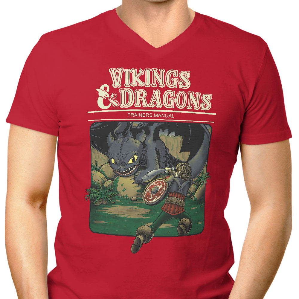 Vikings and Dragons Men's V-Neck - Adult & Kids T-Shirts, Sweatshirts & Hoodies apparel design preview 1