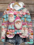 Vintage Christmas Pink Santa Print Sweatshirt product image