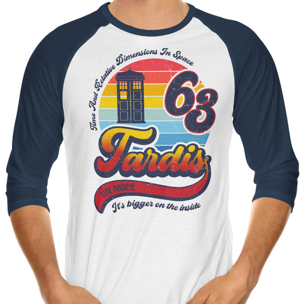 Vintage Time Machine 3/4 Sleeve Raglan - Adult & Kids T-Shirts, Sweatshirts & Hoodies apparel design preview 1