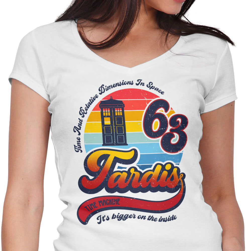 Vintage Time Machine Women's V-Neck - Adult & Kids T-Shirts, Sweatshirts & Hoodies apparel design preview 1