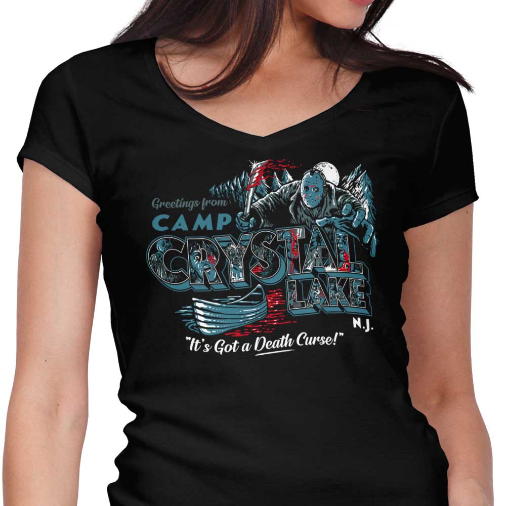 Visit Crystal Lake Women's V-Neck - Adult & Kids T-Shirts, Sweatshirts & Hoodies apparel design preview 1