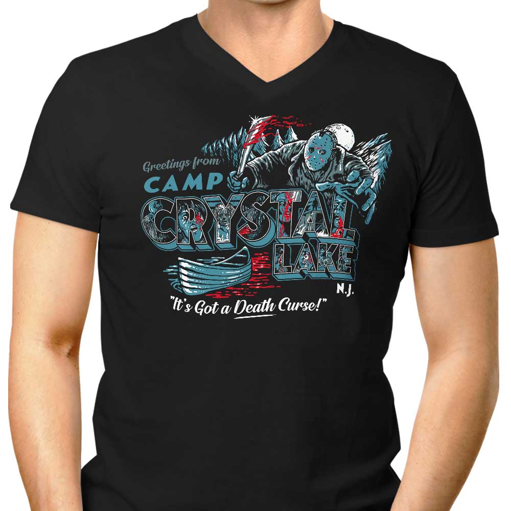 Visit Crystal Lake Men's V-Neck - Adult & Kids T-Shirts, Sweatshirts & Hoodies apparel design preview 1