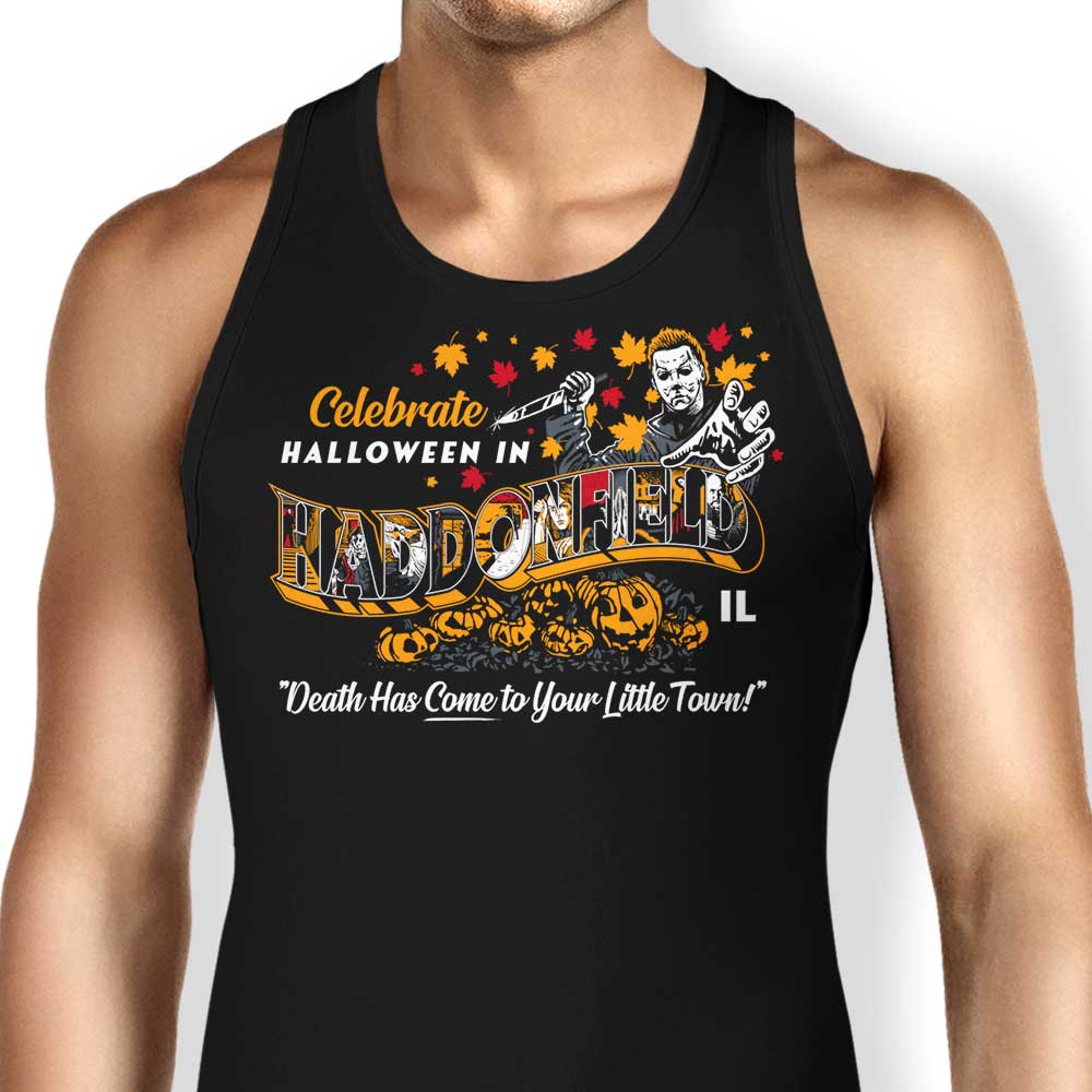 Visit Haddonfield Tank Top - Adult & Kids T-Shirts, Sweatshirts & Hoodies apparel design preview 1