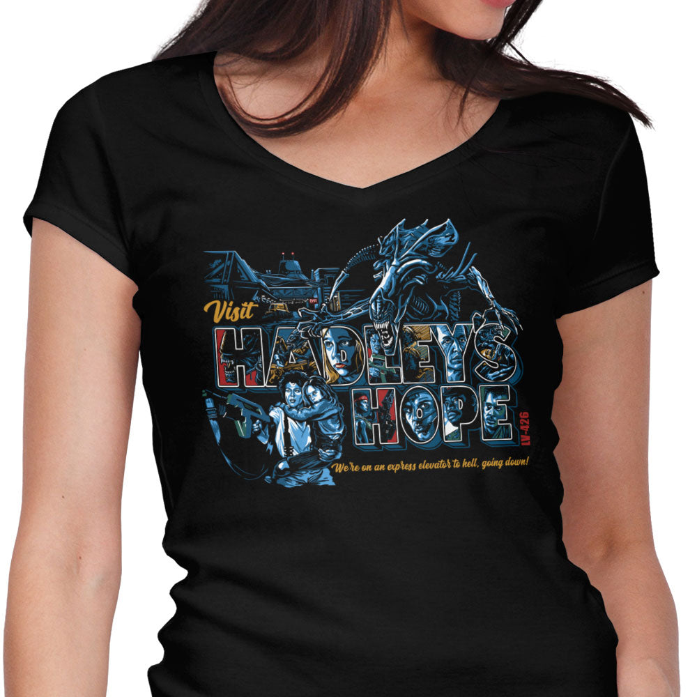 Visit Hadley's Hope Women's V-Neck - Adult & Kids T-Shirts, Sweatshirts & Hoodies apparel design preview 1