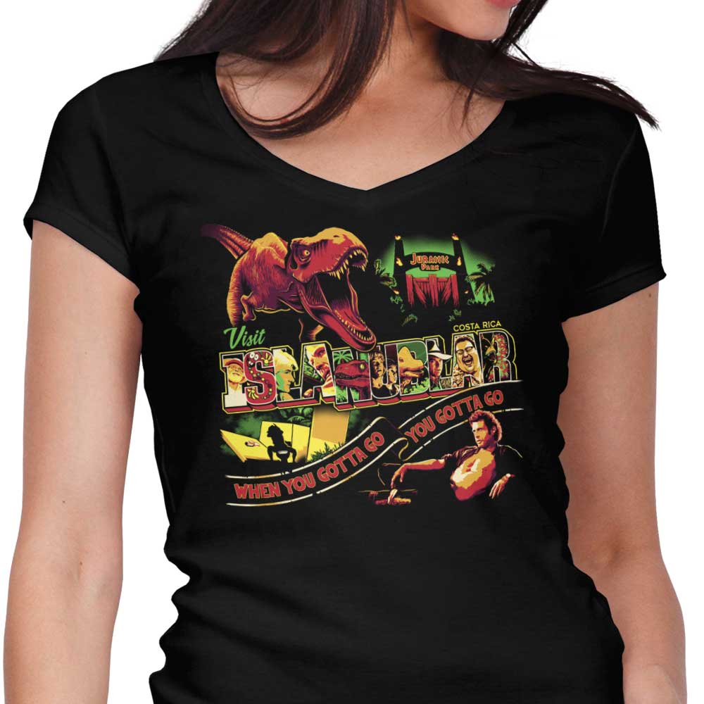 Visit Isla Nublar Women's V-Neck - Adult & Kids T-Shirts, Sweatshirts & Hoodies apparel design preview 1
